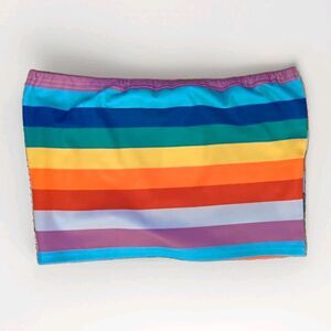 NWT Romwe Women's Multicolor Striped Rainbow Tube Top Size M
